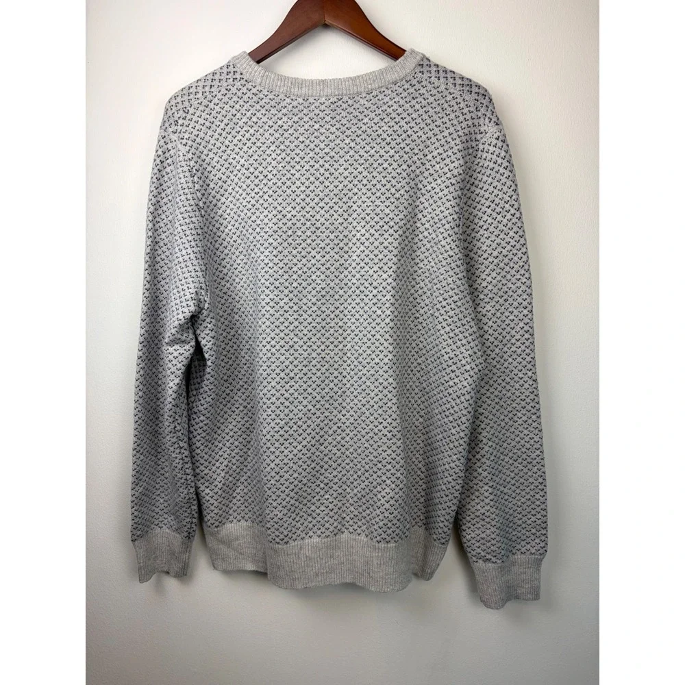 J Crew Supersoft Lambswool Blend Bird's Eye Knit Crewneck Sweater XL Gray Blue